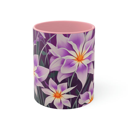 Purple Flowers, Ceramic Mug - Perfect for Coffee, Tea, and More!