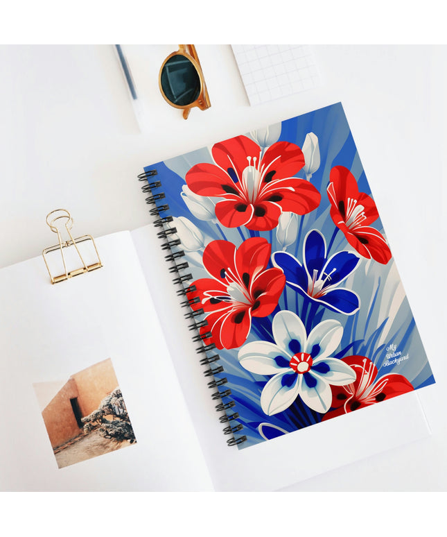 Red White and Blue Flowers, Spiral Notebook Journal - Write in Style