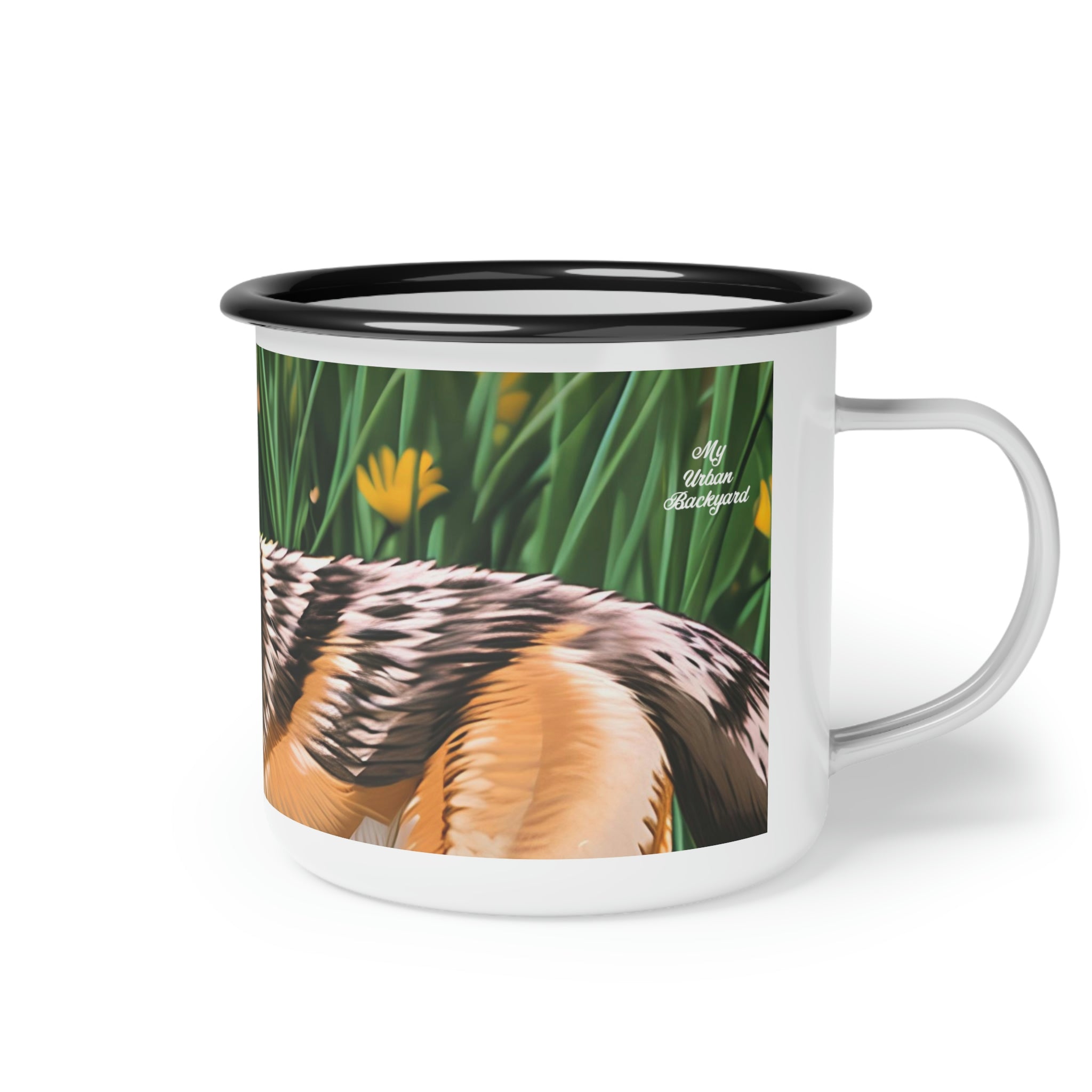 Coyote with Flowers, Enamel Camping Mug