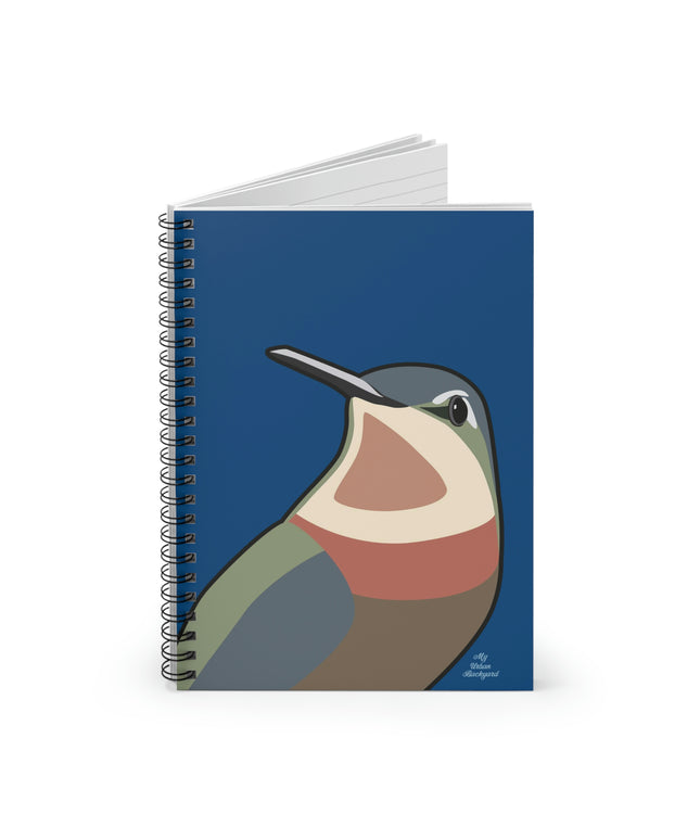 Hummingbird on Classic Blue, Spiral Notebook Journal - Write in Style
